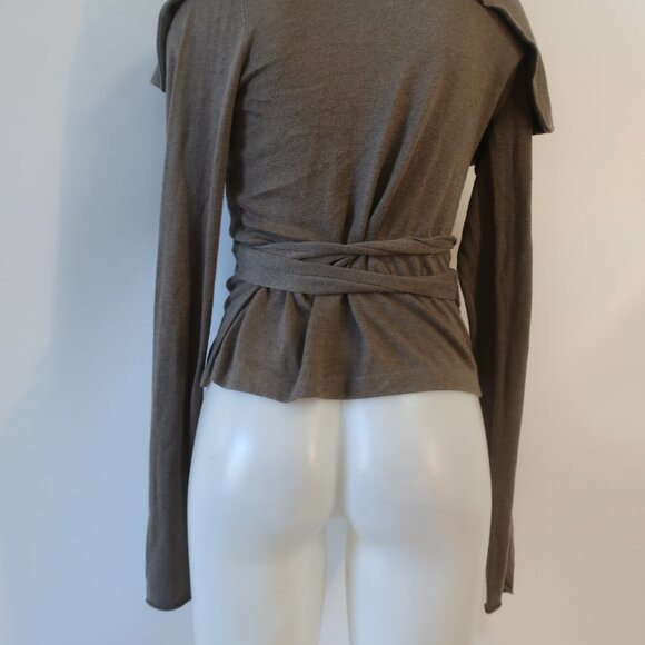 Womens Ralph Lauren Blue Label Taupe V-Neck Blended Cashmere Wrapped Sweater M - Picture 6 of 7